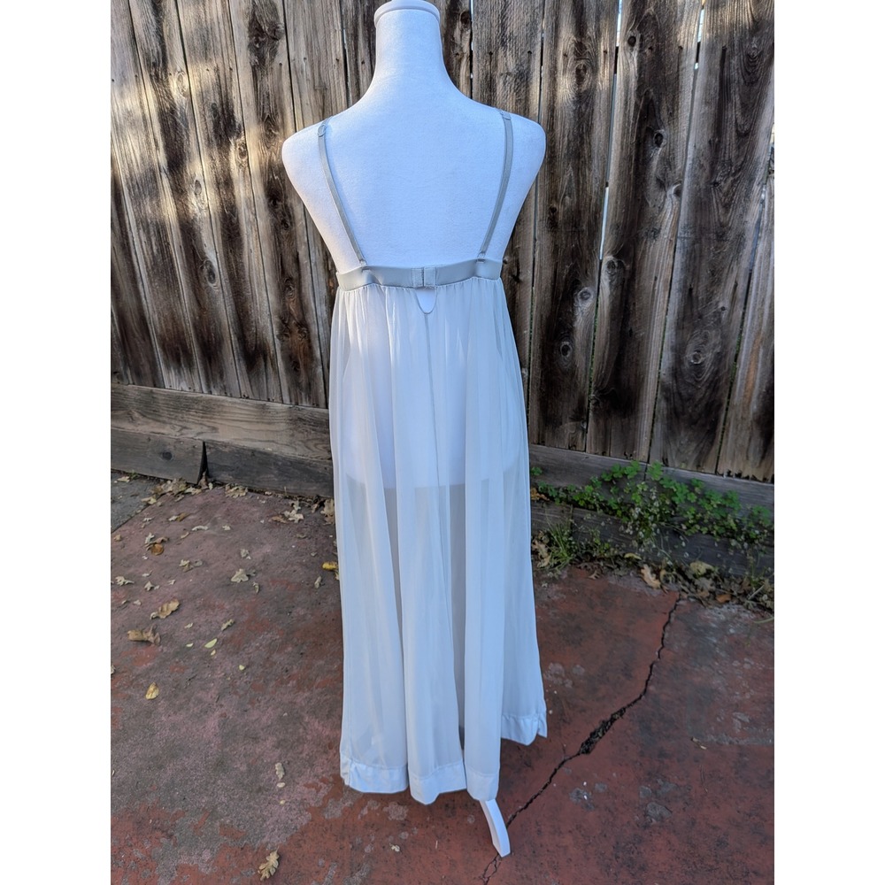 La Vie‎ en Rose Lace Bodice Sheer Maxi Slip Nightgown Light Blue Medium - Picture 4 of 7
